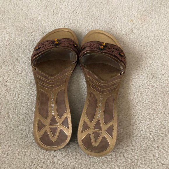 Nine West - Women's Slip On/Glide Sandals - Bronze -Size 9.5M - New in box - Picture 6 of 7